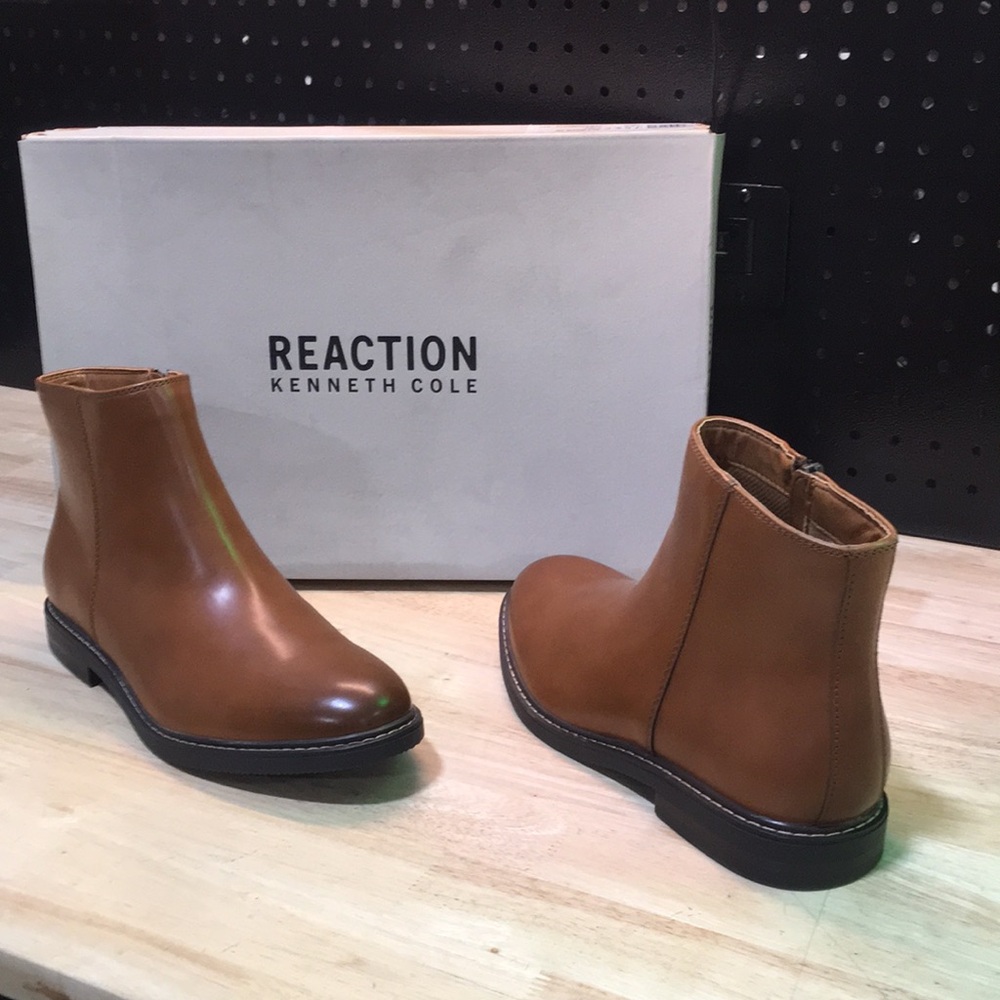 New WB Kenneth Cole Reaction Men's Tan Leather Chelsea Boots